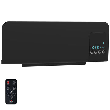 Wall-Mounted Electric Heater, Black, 2 Modes, Timer, LED Display