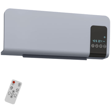 Wall-Mounted Electric Heater, Grey, 2 Modes, Timer, LED Display