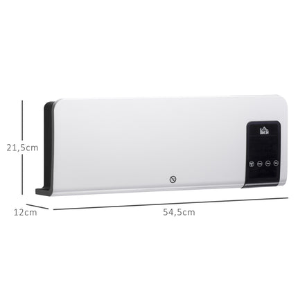 Wall-Mounted Electric Heater, Oscillation, Timer, White