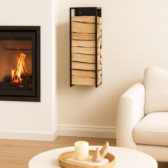 Wall-Mounted Firewood Rack – Indoor Log Storage