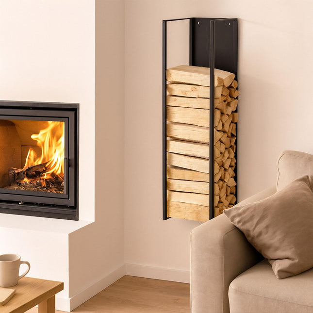 Wall-Mounted Firewood Rack – Indoor Log Storage
