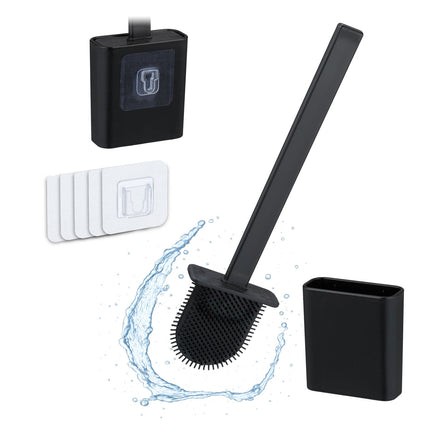 Wall-Mounted Flat Toilet Brush Set with Holder
