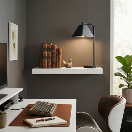 Wall-Mounted Floating Shelf With Metal Bracket, 1 Tier