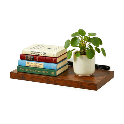 Wall-Mounted Floating Shelf With Metal Bracket