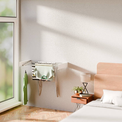 Wall-Mounted Foldable Clothes Airer with Towel Rails