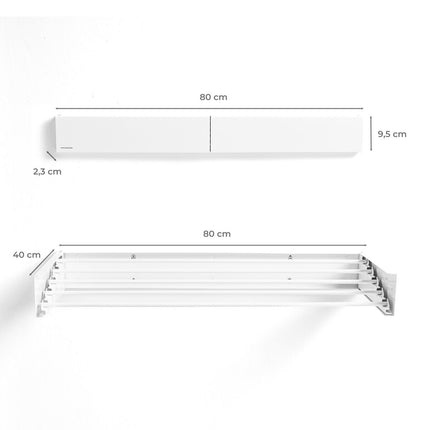 Wall-Mounted Foldable Clothes Drying Rack, 5 Bars