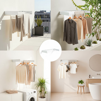 Wall-Mounted Foldable Clothes Drying Rack, 5 Bars