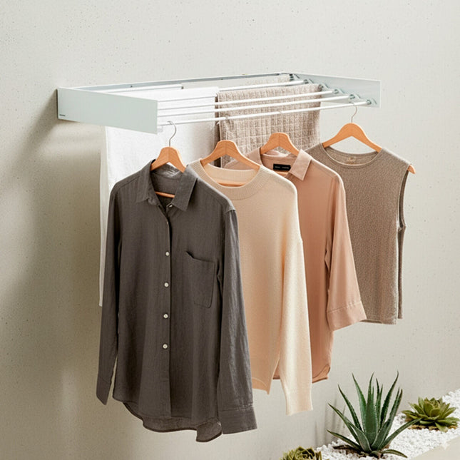 Wall-Mounted Foldable Clothes Drying Rack, 6 Bars