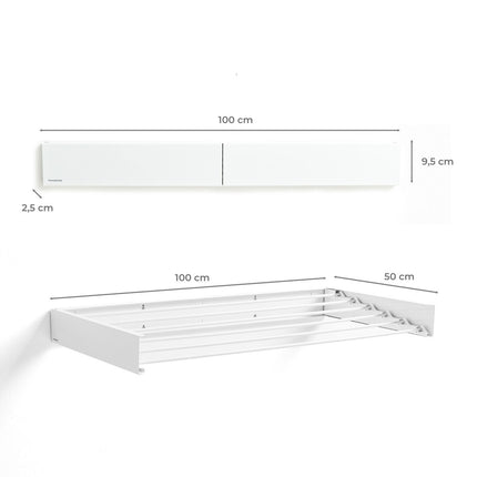 Wall-Mounted Foldable Clothes Drying Rack, 6 Bars