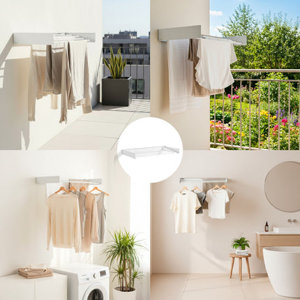 Wall-Mounted Foldable Clothes Drying Rack, 6 Bars