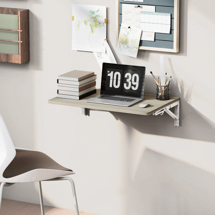 Wall-Mounted Folding Desk, 60x40 cm, Oak Finish