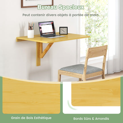 Wall-Mounted Folding Desk, 80x60cm MDF Pine