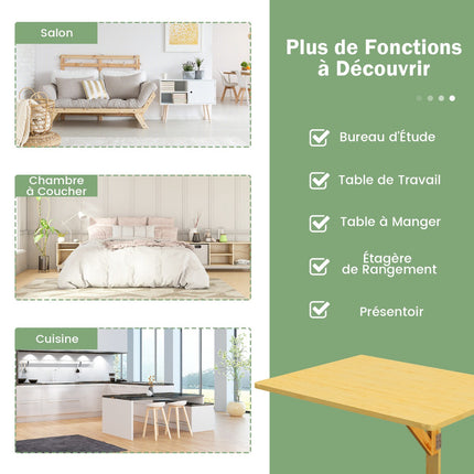 Wall-Mounted Folding Desk, 80x60cm MDF Pine