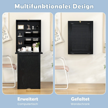 Wall-Mounted Folding Desk with Storage, Space-Saving Design