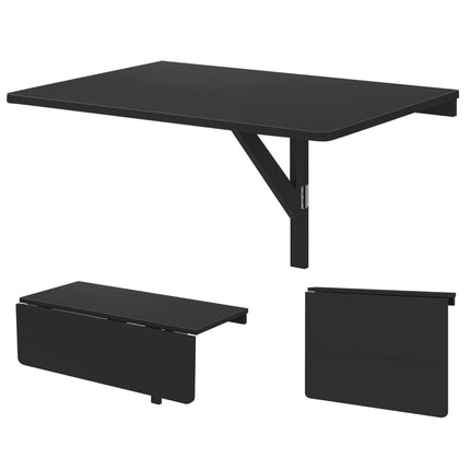 Wall Mounted Folding Table Space Saving Kitchen Table Folding Wall Table 80 x 60 cm Black