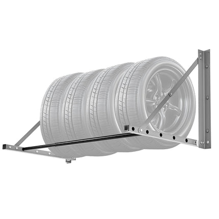 Wall-Mounted Folding Tire Rack, 4-Tire, 32–48 In Adjustable