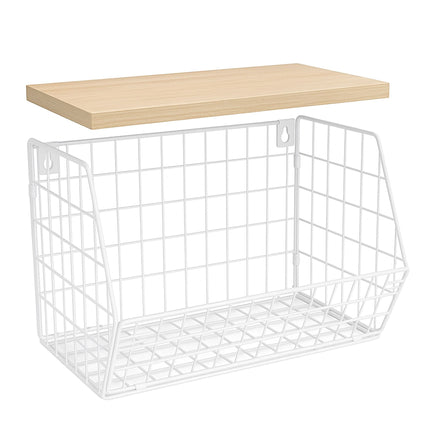 Wall-Mounted Fruit Rack with Wood-Effect Shelf