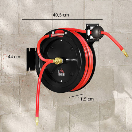 Wall-Mounted Garden Hose Reel, Auto-Retract, 15+1m, Metal