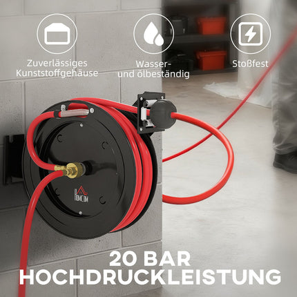 Wall-Mounted Garden Hose Reel, Auto-Retract, 15+1m, Metal