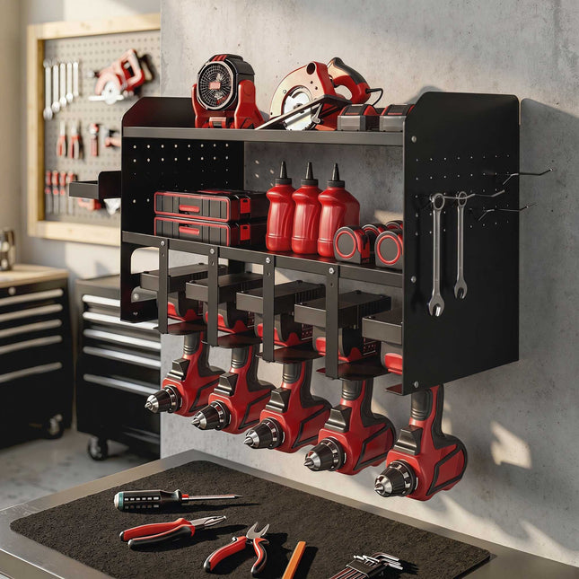 Wall Mounted Garden Tool Organizer Rack, 2-Tier, 50 kg