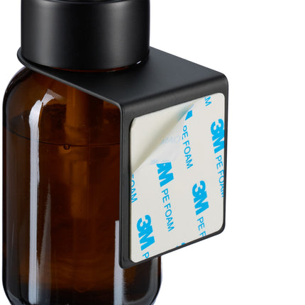 Wall-Mounted Glass Soap Dispenser, Amber, Black Pump