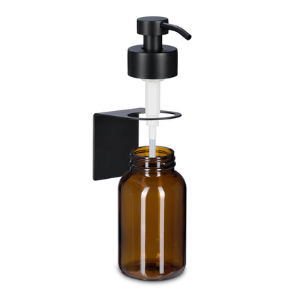Wall-Mounted Glass Soap Dispenser, Amber, No-Drill