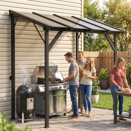 Wall-Mounted Grill Gazebo with UPF50+ PC Roof