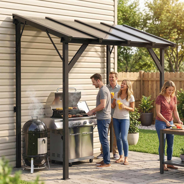 Wall-Mounted Grill Gazebo with UPF50+ PC Roof
