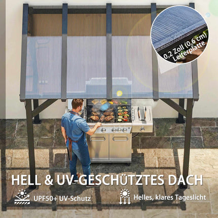 Wall-Mounted Grill Gazebo with UPF50+ PC Roof