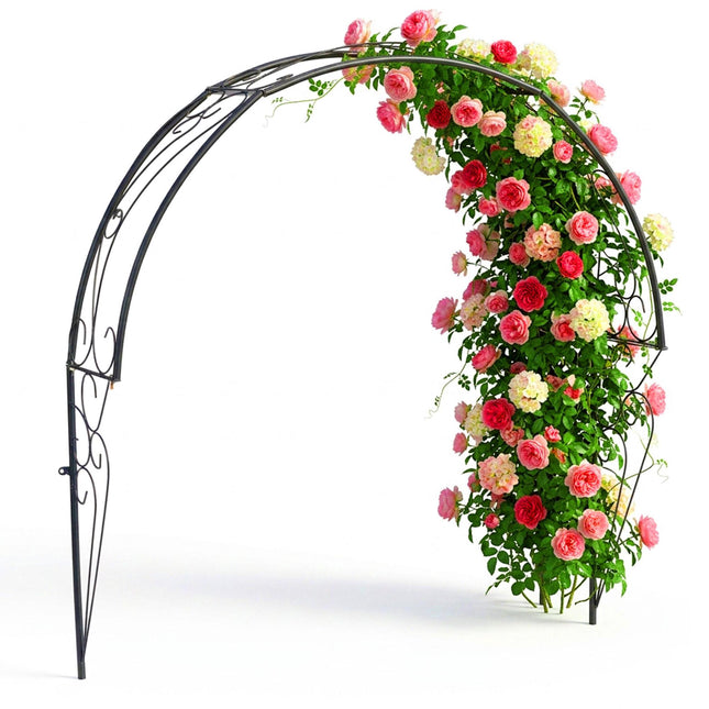 Wall-Mounted Half Rose Arch Trellis, Black Metal