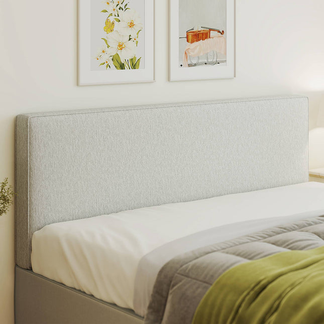 Wall-Mounted Headboard, Fabric Upholstery, 160x60 cm, Cream