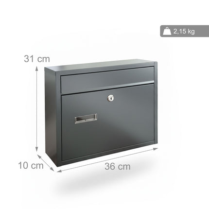 Wall-Mounted Horizontal Mailbox with Lock & Keys
