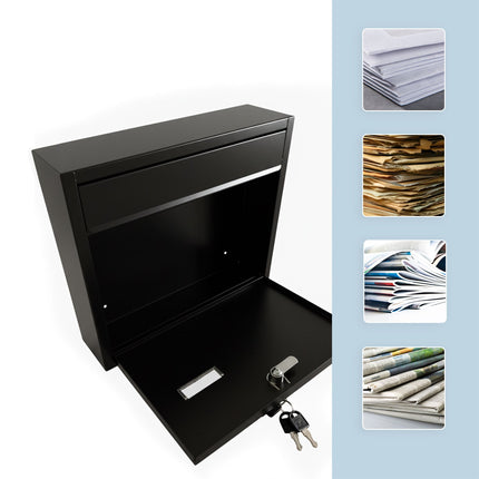Wall-Mounted Horizontal Mailbox with Lock & Nameplate