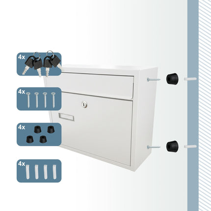 Wall-Mounted Horizontal Mailbox with Nameplate, Lockable