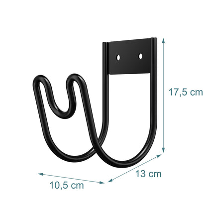 Wall-Mounted Iron Hose Holder, Black, Set of 2