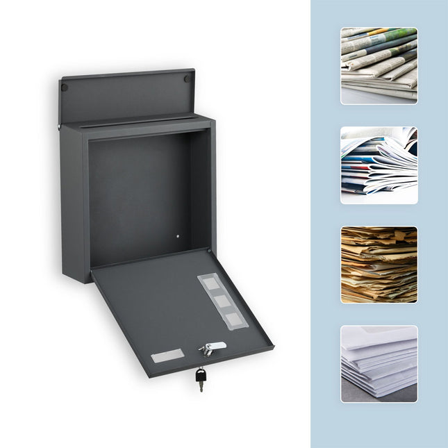 Wall-Mounted Iron Letterbox with Viewing Windows
