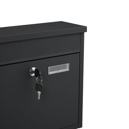 Wall-Mounted Iron Mailbox, Large Slot, 4 Keys Included