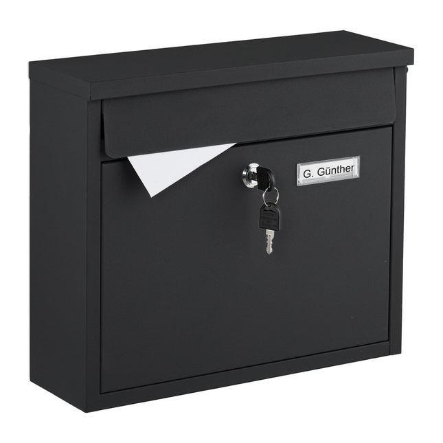 Wall-Mounted Iron Mailbox, Large Slot, 4 Keys Included