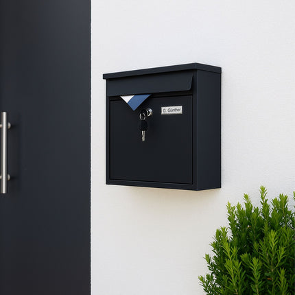 Wall-Mounted Iron Mailbox, Large Slot, 4 Keys Included