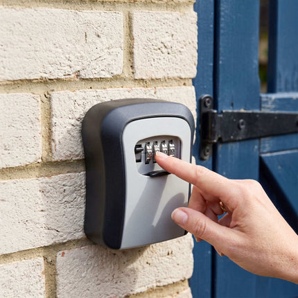 Wall-Mounted Key Safe with Combination Lock, Black/Grey