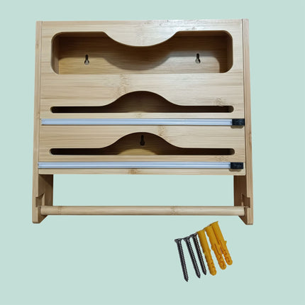 Wall-Mounted Kitchen Roll & Foil Dispenser with Cutter