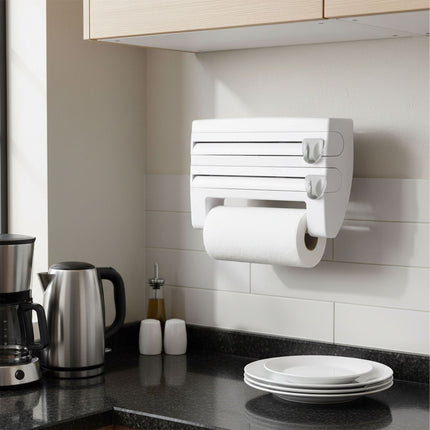 Wall-Mounted Kitchen Roll Holder with Foil Cutter