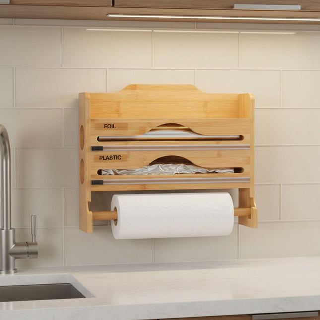 Wall-Mounted Kitchen Roll Holder with Foil Cutter