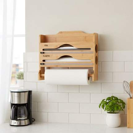 Wall-Mounted Kitchen Roll Holder with Foil Cutter