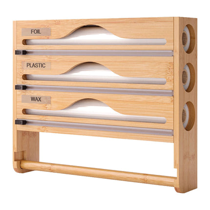 Wall-Mounted Kitchen Roll and Foil Dispenser with Cutter