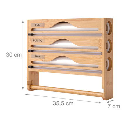 Wall-Mounted Kitchen Roll and Foil Dispenser with Cutter