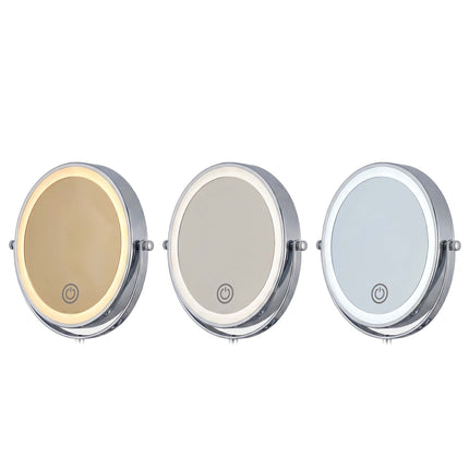Wall-Mounted LED Mirror, 10x Magnifying, Silver