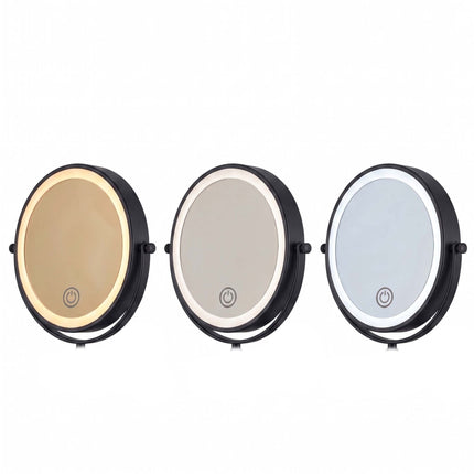 Wall-Mounted LED Vanity Mirror, 10x Magnification, Black