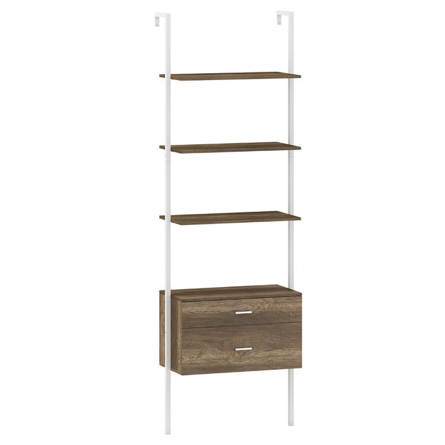 Wandplank in ladderstijl met 2 lades, metalen frame, grijs