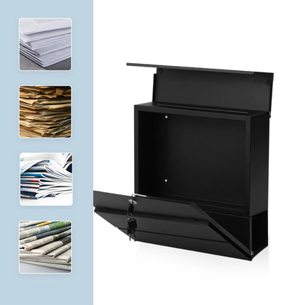 Wall-Mounted Letterbox with Magazine Holder, Rain Cover